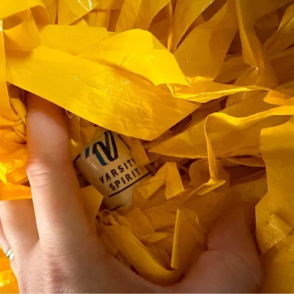 Varsity Bright Yellow Pom Poms - Picture 2 of 2